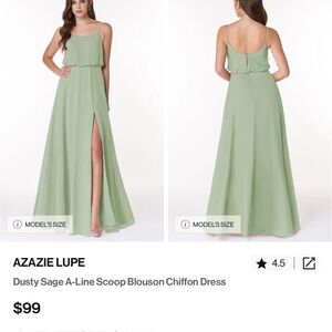 Azazie Lupe Dusty Sage A-Line Chiffon Dress